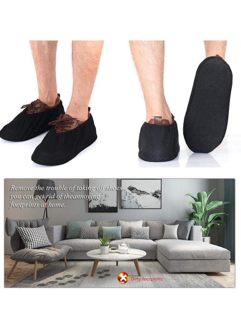 3 Pairs Reusable Filmy Mesh Non-Slip Washable Shoe Covers, Breathable Fabric, One Size Fit, Quiet Sole, Lightweight Indoor Shoe Protectors – Black - Image 3